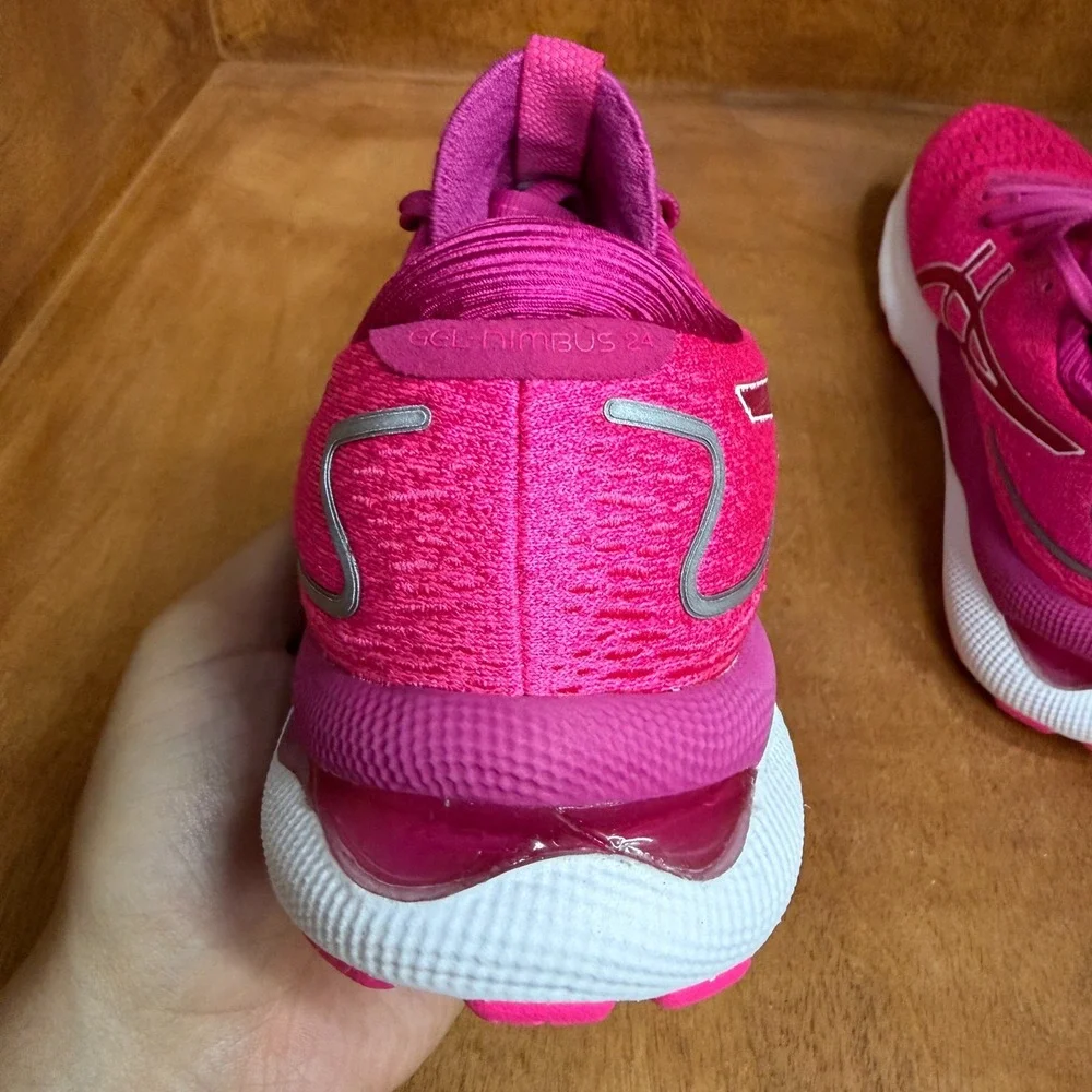 ASICS Gel-Nimbus 24 Running Shoes Womens Sz 9 Hot Pink Athletic Sneakers 101B201